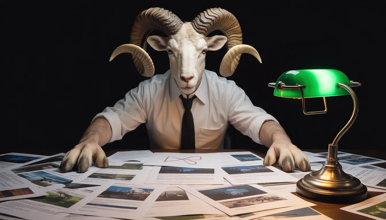 A senior at a dimly lit desk under a green banker's lamp, sleeves rolled up, sorting through photographs and findings.